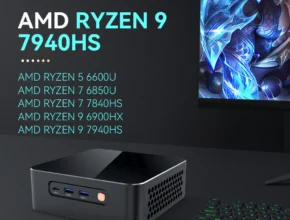 AMD 라이젠 9 7940HS 7840HS 미니 PC, DDR5 슬롯 2 개, M.2 SSD, PICE4.0 윈도우 11, WiFi6, BT5.0, C타입, USB4.0, 8K 지지대