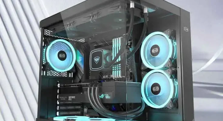 PCCOOLER 컴퓨터 케이스, 후면 삽입 설치 지원, 40 시리즈 그래픽 카드, 270 ° 유리 케이스, ATX, M-ATX, ITX, C3 T500