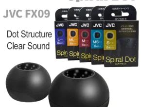 JVC EP-FX9 스파이럴 도트 이어팁 실리콘 이어버드, 스파이럴 딤플, 사운드 파편 감소, 선명한 사운드용 교체 이어버드 팁