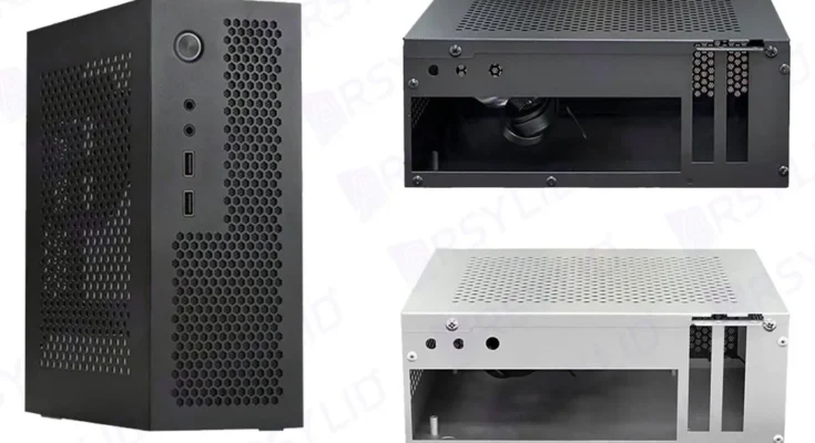 ITX 섀시 나이프 카드, A4 HTPC 휴대용 컴퓨터 PC 지지대 PCIe 2.5 인치 SSD 드라이브 미니 IPC 플렉스 PSU 케이스, A09m 3.8L