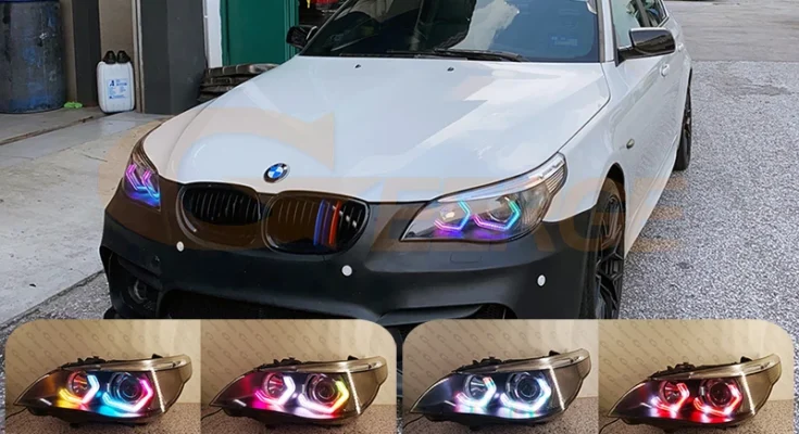 울트라 브라이트 컨셉 M4 아이코닉 스타일 다이나믹 멀티 컬러 RGB LED 엔젤 아이즈 헤일로 링, BMW E60 E61 528i 530i 535i 545i M5 용