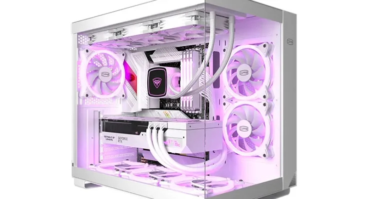 PCcooler 컴퓨터 케이스, 뒷면 삽입 설치 지원, 40 시리즈 그래픽 카드, 270 ° 유리 케이스, ATX M-ATX ITX, C3 T500